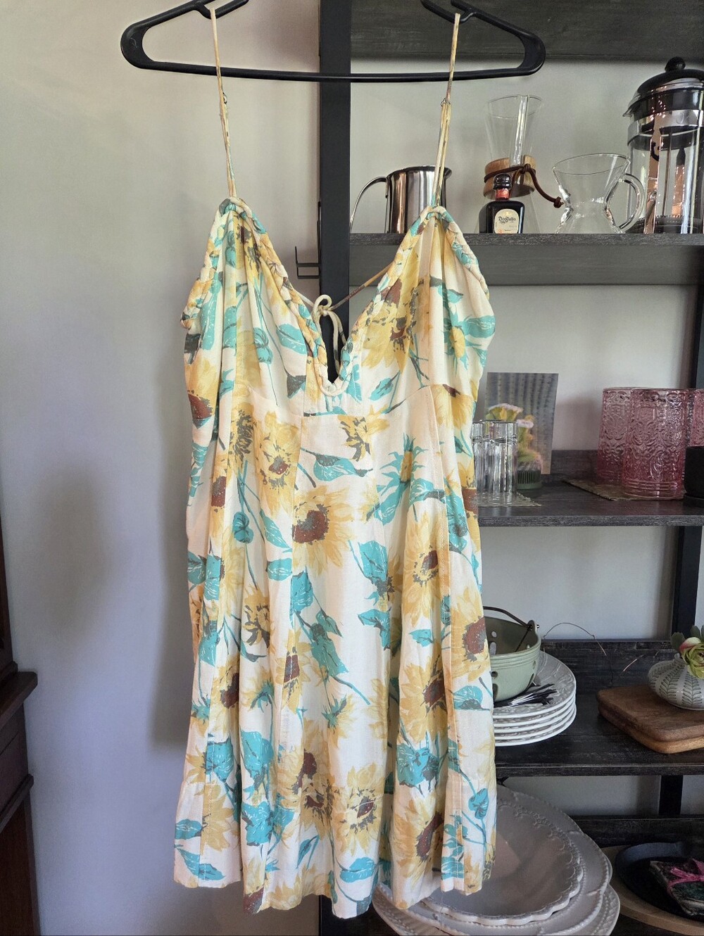 Sunflower Mini Dress Free People NWT Braid Detail Low Back Adjustable Straps XL
